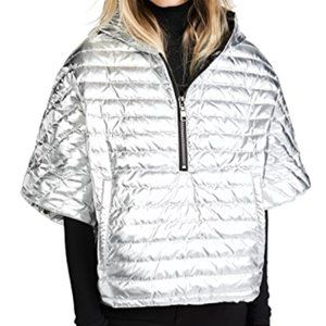 Cropped metallic puffer coat